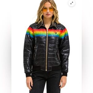 Aviator Nation 6 Stripe Jacket Glossy Black